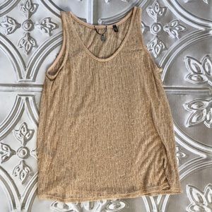 BKE boutique, sheer gold flowing tank top